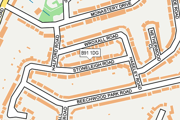 B91 1DG map - OS OpenMap – Local (Ordnance Survey)