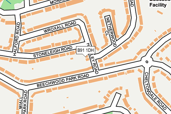 B91 1DH map - OS OpenMap – Local (Ordnance Survey)