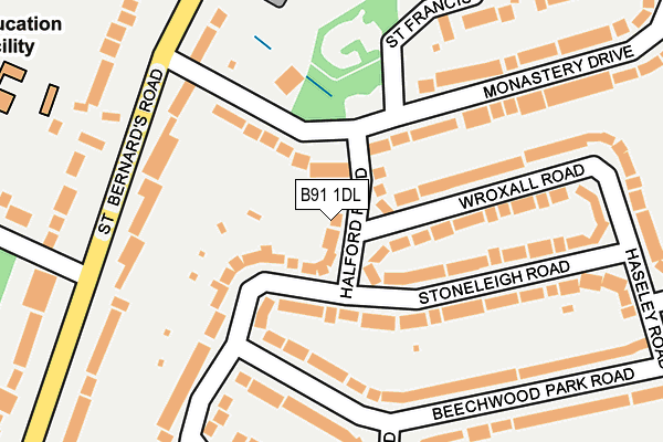 B91 1DL map - OS OpenMap – Local (Ordnance Survey)