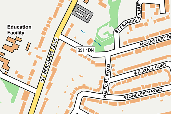 B91 1DN map - OS OpenMap – Local (Ordnance Survey)