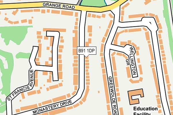 B91 1DP map - OS OpenMap – Local (Ordnance Survey)