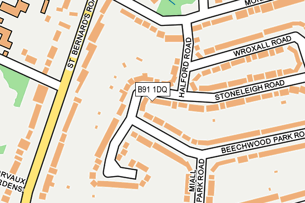 B91 1DQ map - OS OpenMap – Local (Ordnance Survey)