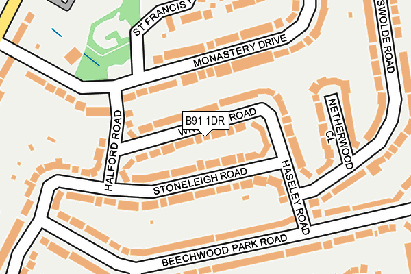 B91 1DR map - OS OpenMap – Local (Ordnance Survey)