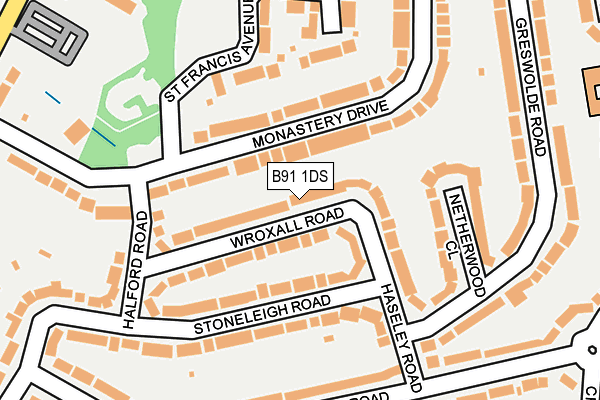 B91 1DS map - OS OpenMap – Local (Ordnance Survey)