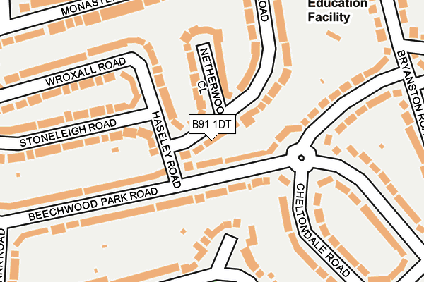 B91 1DT map - OS OpenMap – Local (Ordnance Survey)