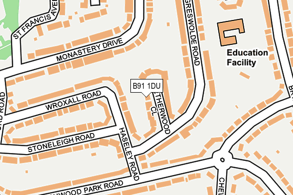 B91 1DU map - OS OpenMap – Local (Ordnance Survey)