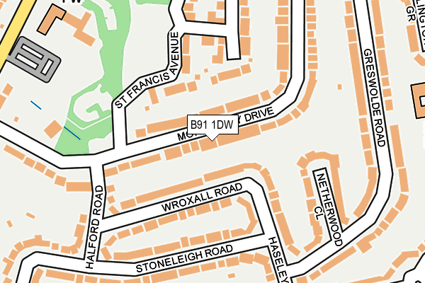 B91 1DW map - OS OpenMap – Local (Ordnance Survey)