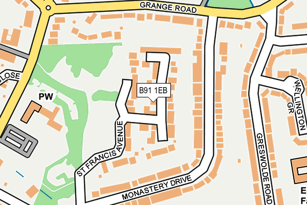B91 1EB map - OS OpenMap – Local (Ordnance Survey)