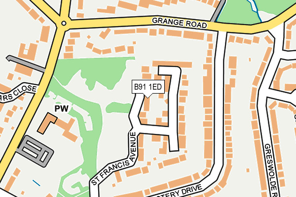 B91 1ED map - OS OpenMap – Local (Ordnance Survey)