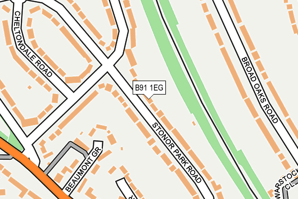 B91 1EG map - OS OpenMap – Local (Ordnance Survey)