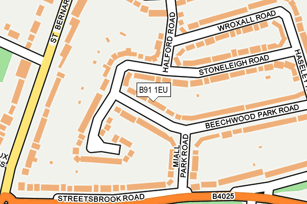 B91 1EU map - OS OpenMap – Local (Ordnance Survey)