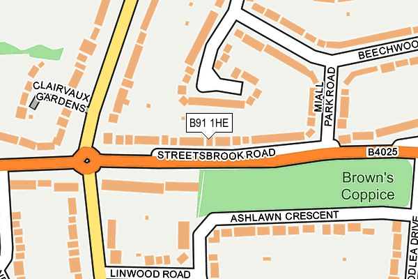 B91 1HE map - OS OpenMap – Local (Ordnance Survey)