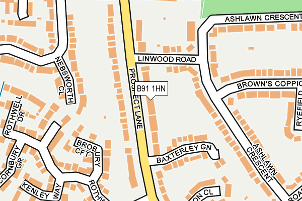B91 1HN map - OS OpenMap – Local (Ordnance Survey)