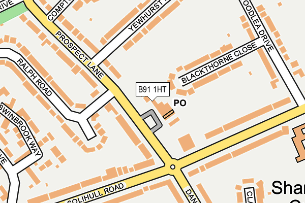 B91 1HT map - OS OpenMap – Local (Ordnance Survey)