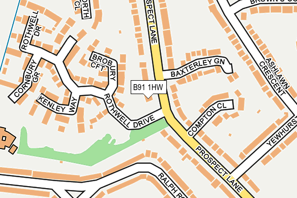 B91 1HW map - OS OpenMap – Local (Ordnance Survey)