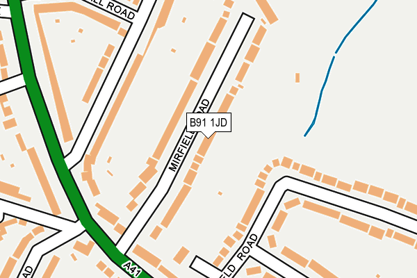 B91 1JD map - OS OpenMap – Local (Ordnance Survey)