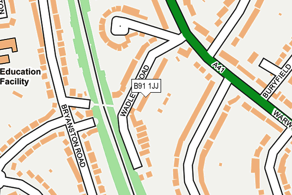 B91 1JJ map - OS OpenMap – Local (Ordnance Survey)