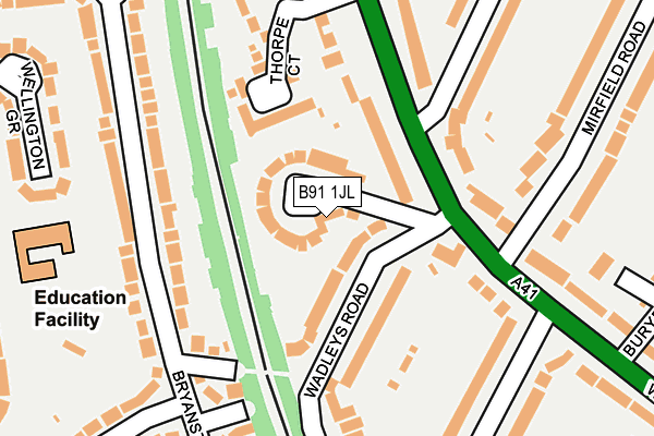 B91 1JL map - OS OpenMap – Local (Ordnance Survey)