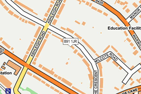 B91 1JR map - OS OpenMap – Local (Ordnance Survey)