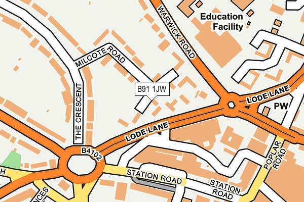 B91 1JW map - OS OpenMap – Local (Ordnance Survey)