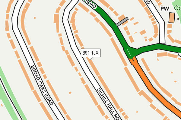 B91 1JX map - OS OpenMap – Local (Ordnance Survey)