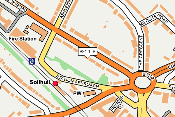 B91 1LB map - OS OpenMap – Local (Ordnance Survey)