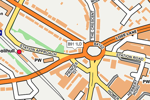 B91 1LD map - OS OpenMap – Local (Ordnance Survey)