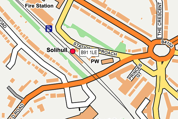 B91 1LE map - OS OpenMap – Local (Ordnance Survey)