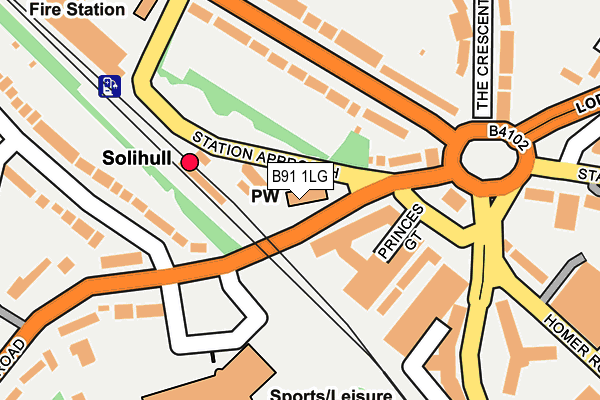B91 1LG map - OS OpenMap – Local (Ordnance Survey)