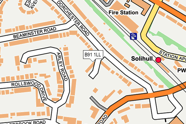 B91 1LL map - OS OpenMap – Local (Ordnance Survey)