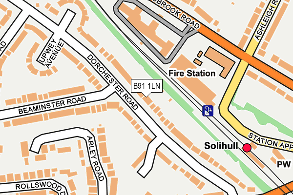 B91 1LN map - OS OpenMap – Local (Ordnance Survey)