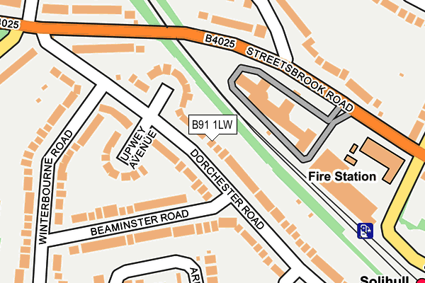 B91 1LW map - OS OpenMap – Local (Ordnance Survey)