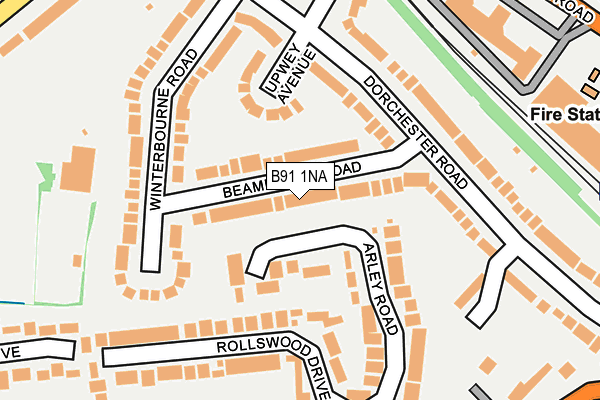 B91 1NA map - OS OpenMap – Local (Ordnance Survey)