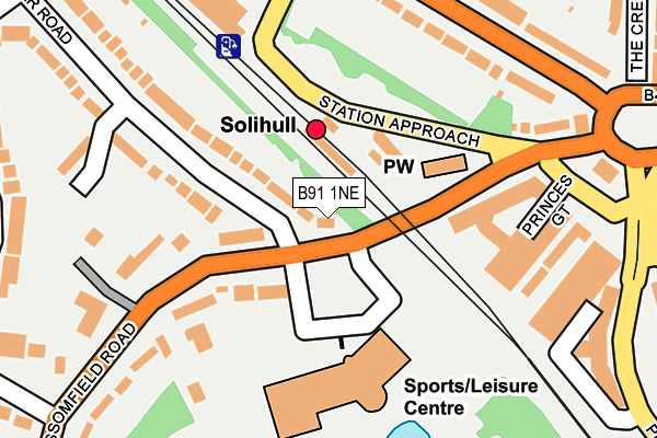 B91 1NE map - OS OpenMap – Local (Ordnance Survey)