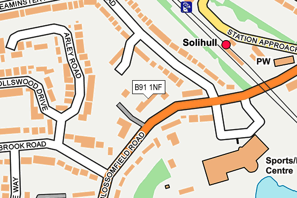 B91 1NF map - OS OpenMap – Local (Ordnance Survey)