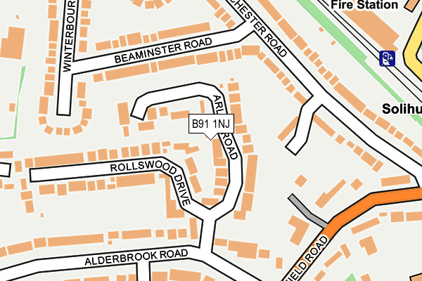 B91 1NJ map - OS OpenMap – Local (Ordnance Survey)