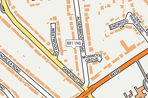 B91 1NS map - OS OpenMap – Local (Ordnance Survey)