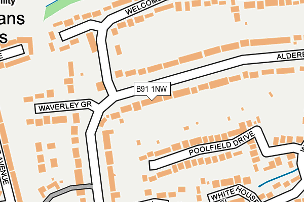 B91 1NW map - OS OpenMap – Local (Ordnance Survey)