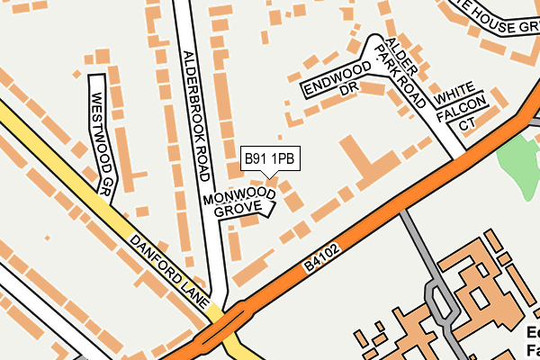 B91 1PB map - OS OpenMap – Local (Ordnance Survey)