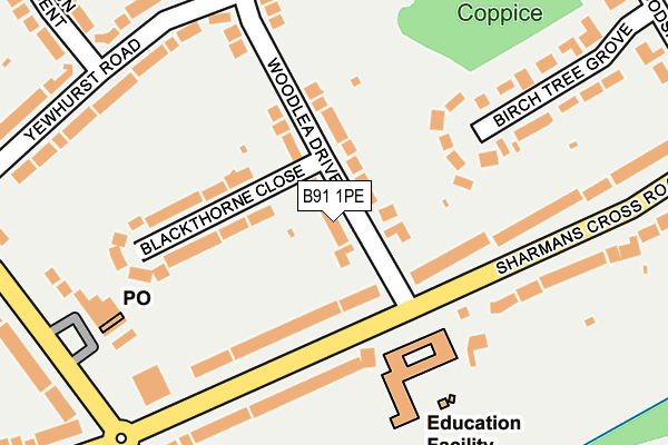 B91 1PE map - OS OpenMap – Local (Ordnance Survey)