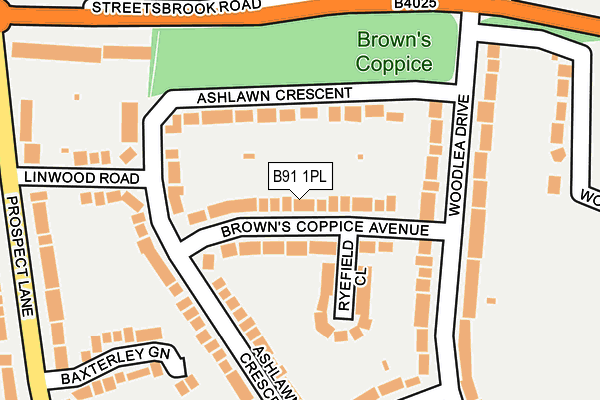 B91 1PL map - OS OpenMap – Local (Ordnance Survey)