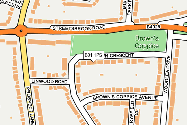 B91 1PS map - OS OpenMap – Local (Ordnance Survey)