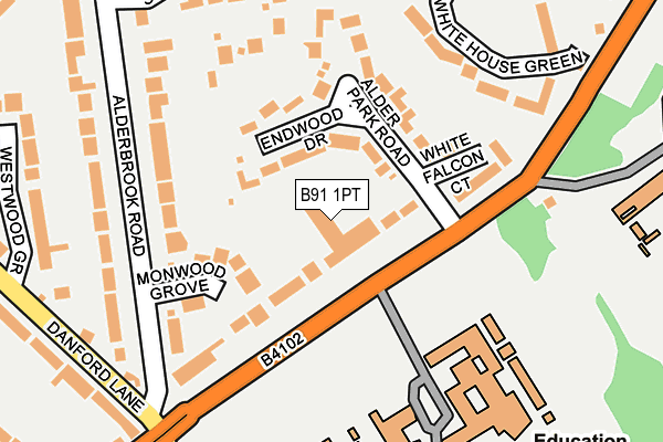 B91 1PT map - OS OpenMap – Local (Ordnance Survey)
