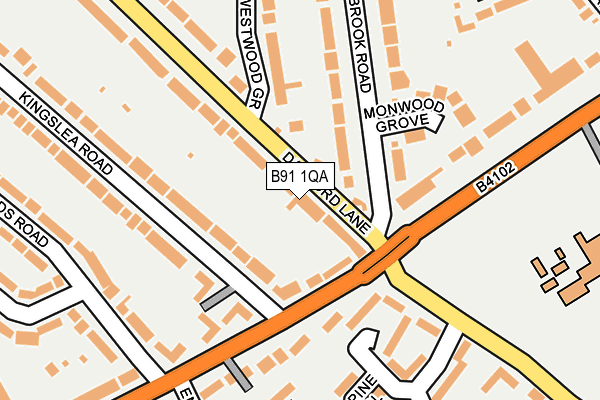B91 1QA map - OS OpenMap – Local (Ordnance Survey)