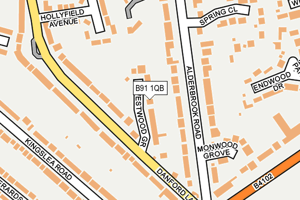 B91 1QB map - OS OpenMap – Local (Ordnance Survey)
