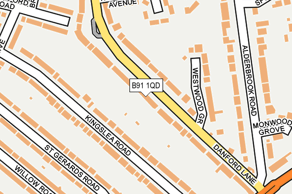 B91 1QD map - OS OpenMap – Local (Ordnance Survey)