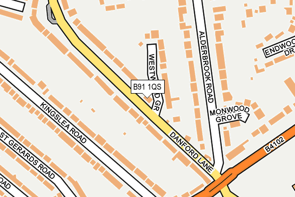 B91 1QS map - OS OpenMap – Local (Ordnance Survey)