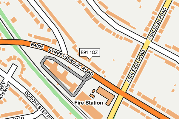 B91 1QZ map - OS OpenMap – Local (Ordnance Survey)