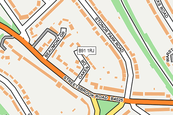 B91 1RJ map - OS OpenMap – Local (Ordnance Survey)