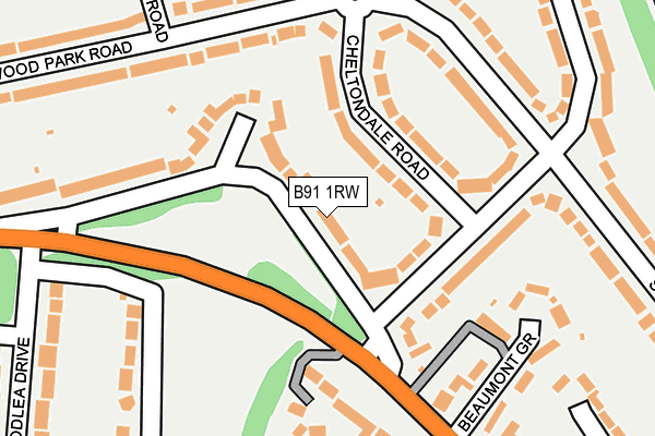 B91 1RW map - OS OpenMap – Local (Ordnance Survey)
